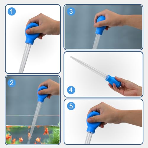 Image of Aquarium Cleaning Dropper, 30ml Aquarium Cleaning Waste Remover, Aquarium Gravel Cleaning Straw, Blue