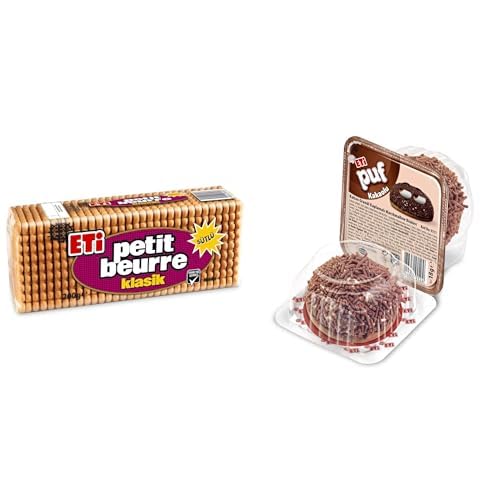 Eti Seti | Petit Beurre Bisküvi 5 x 200 g x1 + Puf Kakaolu Bisküvi 18 g x 48 Adet x1