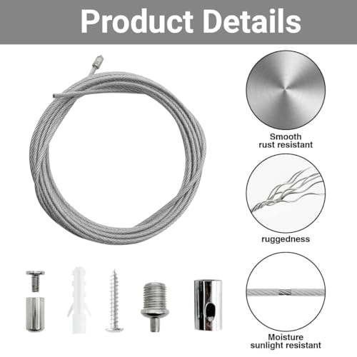 Image of 20 Pack 6.5ft Hexagon Garage Lights Suspension Cables Kit for Hexagon LED Lights Adjustable Steel Hanging Chains Per Strip Load 6.6Ib, Light Suspension Kit for LED Panel Aquarium Lights (2m 20pcs)