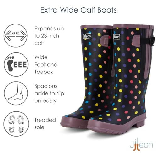 Extra Wide Calf Rain Boots - Ideal for Wide Feet, Ankles & Calves - Fit 16 to 23” Calves - Durable & Waterproof - Thumbnail 3