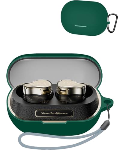 SOUNDPEATS H3 用 ケース YAJOJO ワイヤレス イヤーホン 充電ケースカバー カラビナ・キーチェーン付き シリコン保護ケース 落下防止 耐衝撃 防塵 キズ防止 指紋防止 Anker SOUNDPEATS H3 対応 (グリーン)