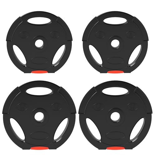 SPORTNOW Juego de Discos Pesas de 4 Piezas Discos de Pesas Total 30 kg 2x10 kg 2x5 kg con Orificios de 2,5 cm para...