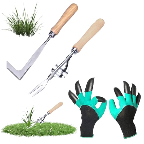 Hillylolly 2 Piezas Desmalezadoras de Acero Inoxidable, Desmalezadoras Manuales Jardín, Herramienta de Desmalezado, Herramienta de Desmalezado Manual para Jardín, Desmalezadoras de Jardín