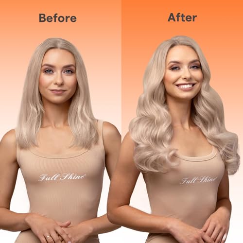 Image of Full Shine Butterfly Weft Extensions OVO Weft Human Hair For Women Color Ash Blonde Highlight Platinum Blonde 16 Inch 80G Double Side Pu Hole Extensions