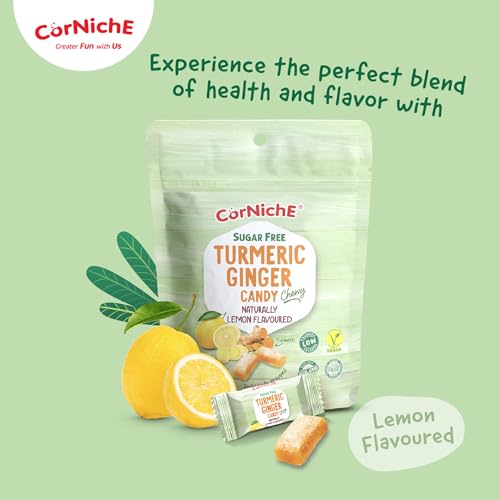CORNICHE Turmeric Ginger Candy, Anti-Nausea and Digestion Aid, Individually Wrapped Healthy Candy 3.53 Oz Bag (Lemon), Small - image 3
