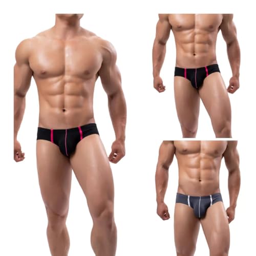 SOOMOOD Men's Nylon Low Rise Ice Silk Mesh Briefs - Comfortable, Breathable, Stylish Underwear 3 Pack