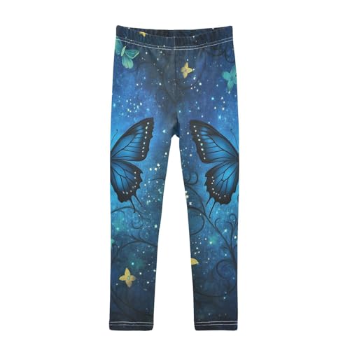 Blue Eleghant Butterfly Stars Girls Casual Leggings for Kids Printed Long Pant Bottoms Stretch and Soft