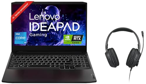 Image of Lenovo IdeaPad Gaming 3 Intel Core i5-11320H 15.6 inch (39.62cm) FHD IPS 120Hz Gaming Laptop (16GB /512GB SSD /Win 11 /NVIDIA GTX 1650 4GB /Alexa /Shadow Black /2.25Kg), 82K101L7IN + H100 IdeaPad Gaming Headset