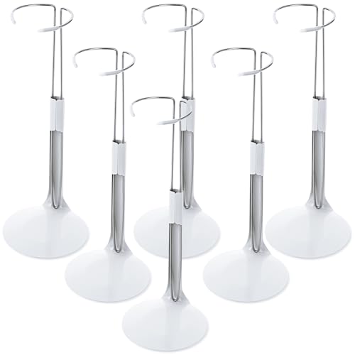 Image of Yaocom 6 Pcs Adjustable Doll Stands for 12 Inch to 18 Inch Dolls Display Stand with Expandable Waist Wire Action Figure Display(White)