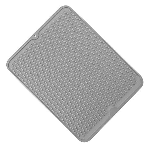 MOBUTOFU Tapete de Silicona para Secar Platos Resistencia a Altas Temperaturas y Aislamiento Térmico para Encimera de Cocina Gris