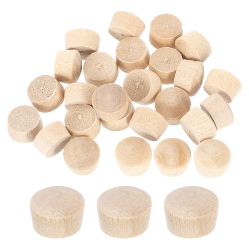 Image of uxcell 150Pcs Wood Button Plugs, 8mm /0.31 inch Flat Head Hardwood Screw Hole Plug Wooden Caps Buttons Wood Plug for Furniture Woodworking Craft Decor (9mm x 8mm)