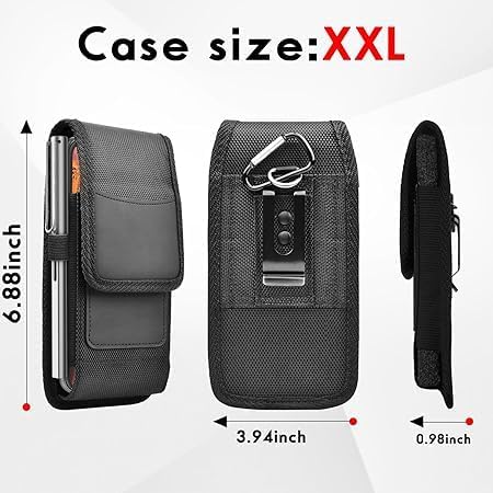 Image of Men's XXL Mobile Purse Holster - Waist Belt Clip Pouch and Nylon Cell Phone Case with Card Holder - Durable Mobile Phone Bag for Convenience and Security