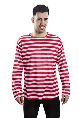 Camiseta con rayas rojas y blancas para adultos