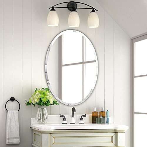 Image of Creative Arts n Frames 5mm Thick Exquisite Beveled Frame Less Oval Wall Mount Mirror for Bathroom, Washroom and Wash Basin Home Decor Items (15x21 inch Oval Beveled)