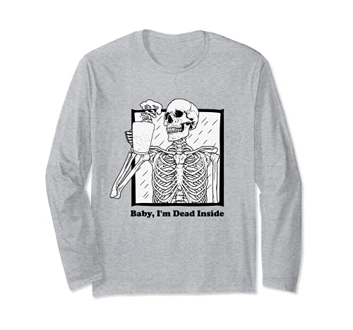 Baby I'm Dead Inside Grunge Skeleton Edgy Goth Sad Aesthetic Maglia a Manica