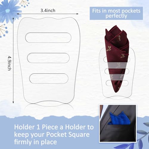 Blosssound 6 Pcs Clear Invisible Pocket Square Holder for Men Black Pocket Square Organizer Tux Accessories for Men Vests (Clear)