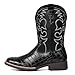 IUV Cowboy Boots For Men Western Caiman Tail Print Wide Fashionable Embroidered Pull On Slip Resistant Boots