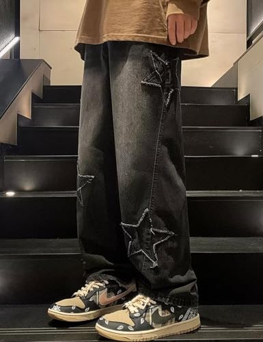Y2k Star Jeans Men Graphic Baggy Jeans Emo Star Pants Grunge Patchwork Pants Streetwear2