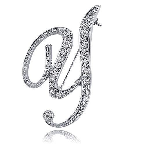 Image of Letter Brooch A-Z 26 Personalized Design Initial Letters Pins Clear Crystal Rhinestone Brooch pin