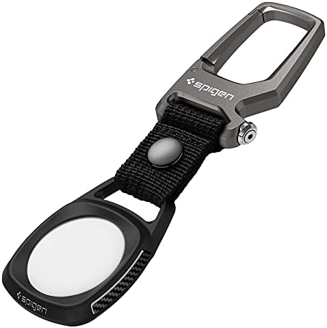 Spigen Rugged Armor with Keychain Ring Designed for AirTag Case Cover AirTags Holder (2021) - Black