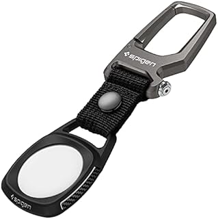 Spigen Rugged Armor with Keychain Ring Designed for AirTag Case Cover AirTags Holder (2021) - Black