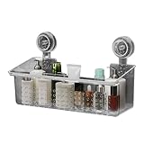 Suction Bathroom Shelf - Bathroom Suction Storage | Sucti0n Shower Shelf | Shower Organizer Suctiion | No Punching Bathrooms Storage Organizer Showers Suctiion Shelfs for Shampoo Cleaning Supplies