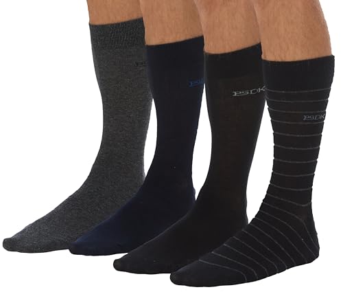 Men's Dress Socks - 4 Pair Pack Classic Solid/Pattern Soft and Lightweight Cotton Comfort assorted colors shoe size 7-13