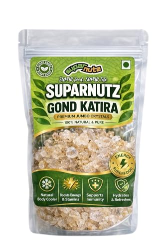 Image of Suparnutz Gond Katira Natural Edible Gum | Tragacanth Gum Crystals for Summer Drinks Sharbat Lassi and Desserts like Kheer | Helps in cooling the body | No Added Sugar or Preservatives | 250g