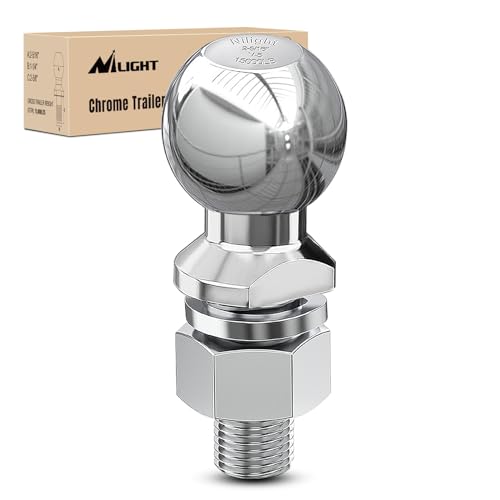 Image of Nilight 2-5 /16 inch Chrome Trailer Hitch Ball | 15000 lbs, 1-1 /4 inch x 2-5 /8 inch Shank Universal fit Trailer Hitch Ball Custom Engineered for Heavy Duty Towing