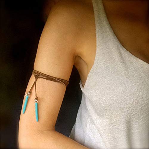 Yienate Choker-Halskette, aus Samt, Gothic-Stil, türkiser Anhänger, Boho-Halskette, Schmuck für Frauen und Mädchen, Braun
