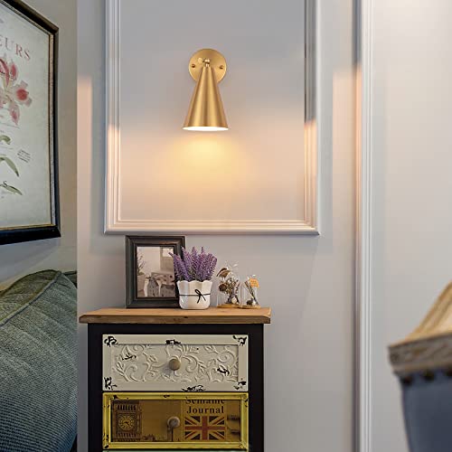 Mwz Gold Sconces Set Of 2, Modern Brass Wall Sconces Lighting Fixtures With Metal Shade thumb #8