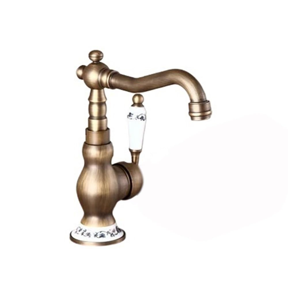 Robinet mitigeur laiton antique et porcelaine pour retrouver le charme des bains d'antan