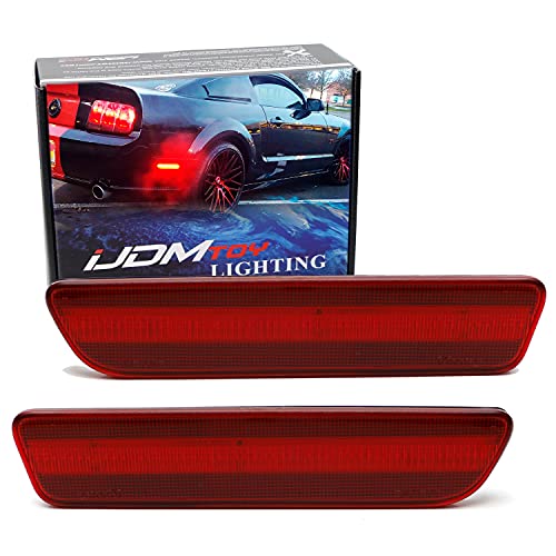 iJDMTOY OE-Red Lens Red Full LED Rear Side Marker Light Kit Compatible With 2005-09 Ford Mustang, Powered by 54-SMD LED, Replace OEM Back Sidemarker Lamps