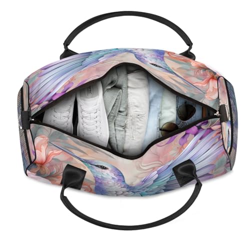 Hummingbird Flowers Travel Duffle Bag for Women Men Foldable Waterproof Weekender Bag Carry on Tote for Overnight Sports Gym Vintage Rustic Farmhouse4