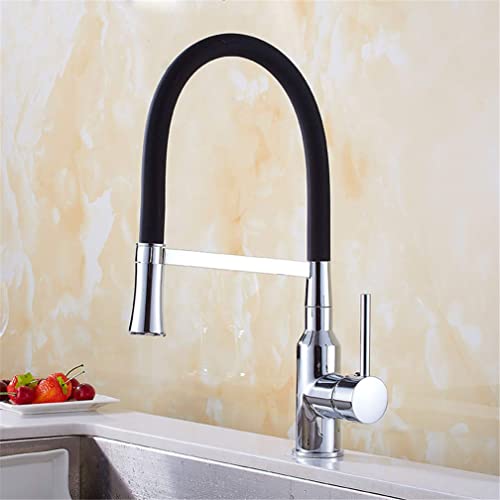 Grifo de cocina monomando extraíble con manguera de goma negra 3