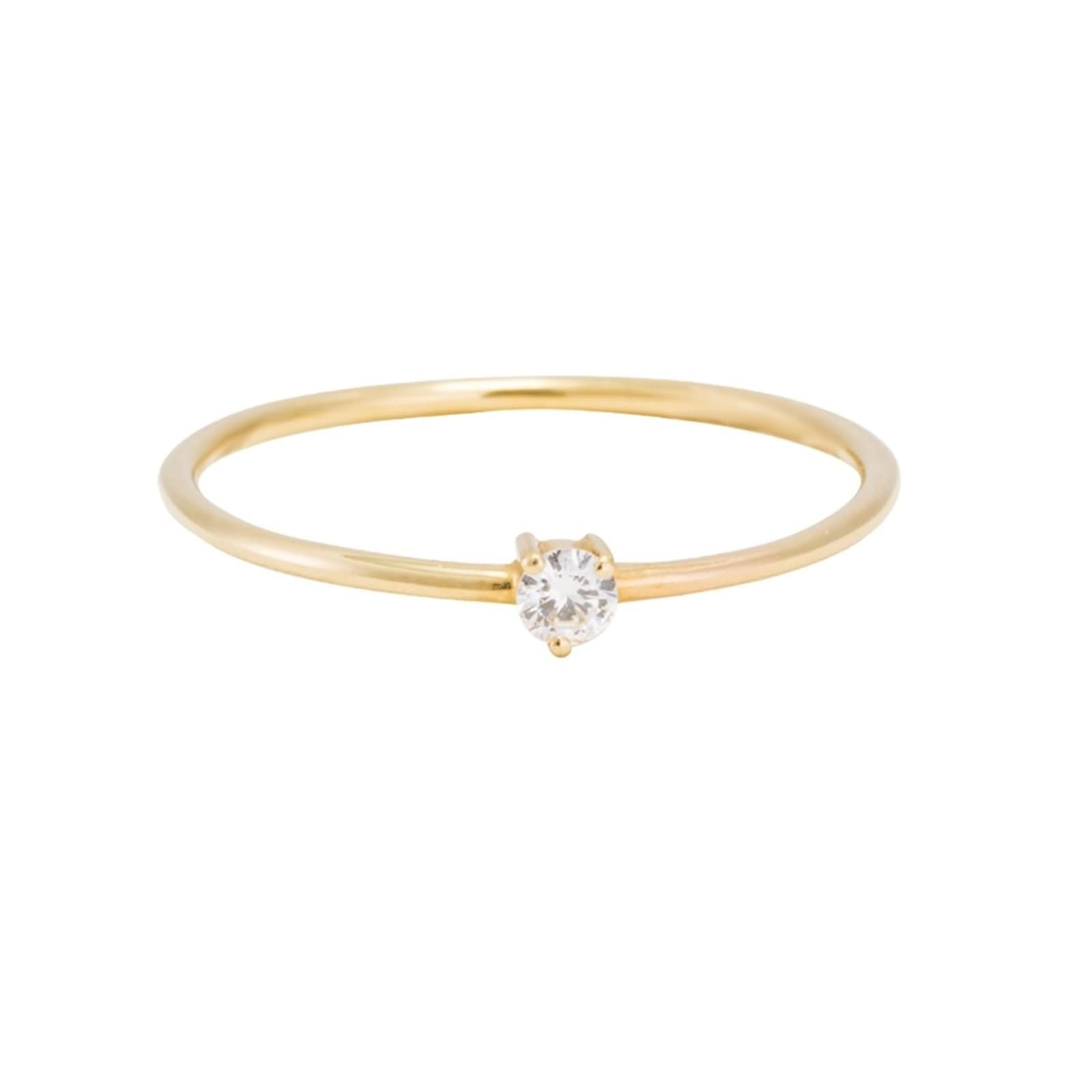 Beydodo Anillos de Boda Oro Amarillo 9 14 18 K Mujer con 3x3mm Redondo Solitario con Moissanita, Anillos Mujer Boda Oro