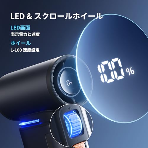 Image of JISULIFE 2 in 1 Multi-functional Compact Gray Metal Blade Fan, 9,000 mAh, 1-100 Level Adjustable, 75,000 RPM, LED Display, 3.8 cm x 7.5 cm x 13.5 cm