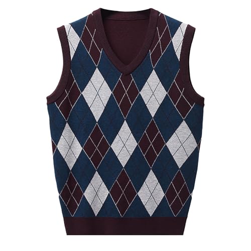 Muscularfit Mens Sweater Vest V Neck Sleeveless Pullover Sweater Argyle Cable Knit Sweater Vest Lightweight Knitted Pullover4