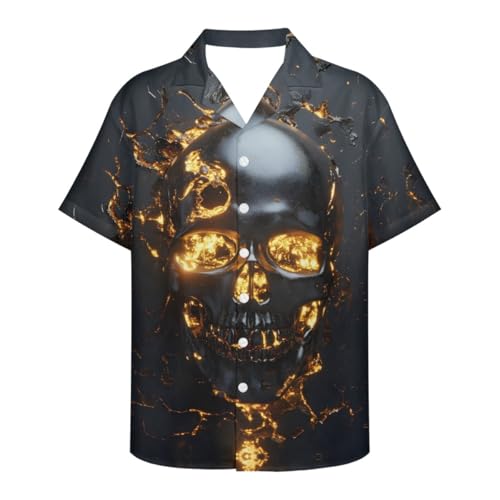 GLUDEAR Men’s Camouflage Skull Print Hawaiian Shirt – Short Sleeve Button Down, Regular Fit, Lightweight Polyester 6 thumbnail image