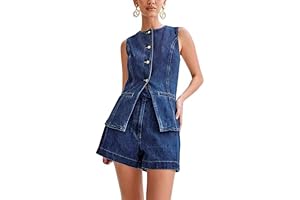Denim Set: Vest and Shorts Set for Women