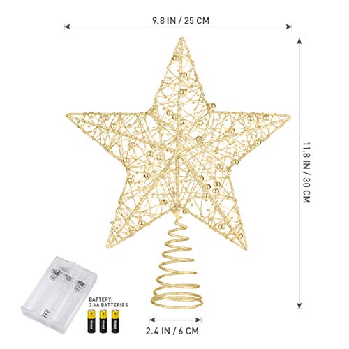 NUOBESTY Christmas Tree Topper,Treetop Ornaments with String Lights Star Shaped Lights for Christmas Decoration (Golden) by NUOBESTY - Image 5