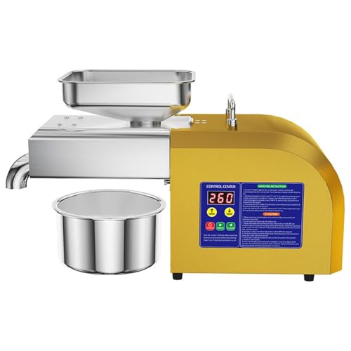 LYJIANGXIN 1100w Olio Pressa Olio Pressa Elettrico Frantoio Semi di Sesamo Arachidi Pressa A Fredda Automatica Pressa Calda in Acciaio Inox Estrattore per Regolabile per Seme di Lino, Seme di Canapa