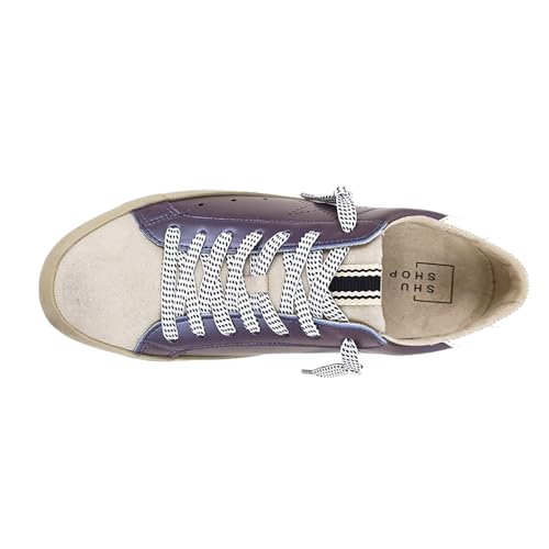 Womens Mia Metallic Lace Up Sneakers Shoes Casual - Purple4