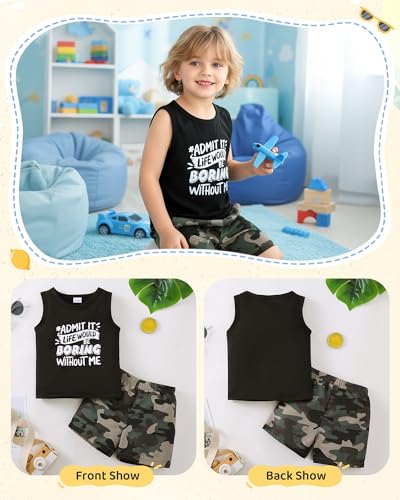Image of NZRVAWS Toddler Baby Boy Summer Clothes 2Pcs Shorts Set Sleeveless Tank Tops Hawaiian T-Shirt Cute Boys Clothing Set