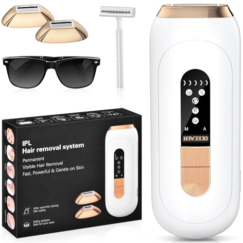 RWSRW IPL Depiladora de Luz Pulsada, 0,2s Destello Rápido IPL Láser Depilación Definitiva, 5 Niveles de Energía Depilación 4 en 1 para Axilas, Cuerpo, Hombres, Mujeres (Blanco nacarado)