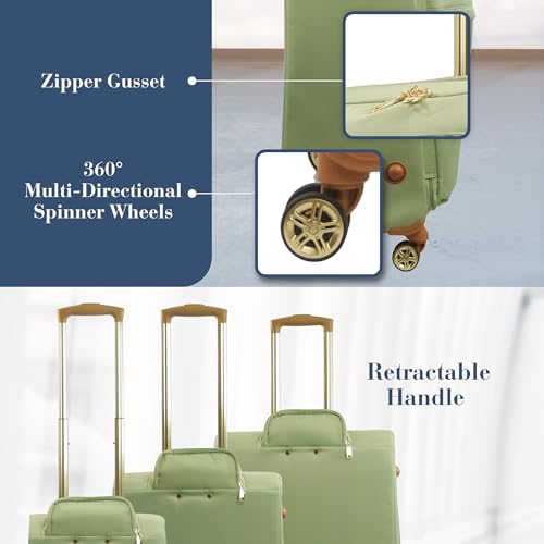 Image of Tommy Bahama 3-Piece Rolling Luggage Set, Soft-Sided Suitcases with Wheels, 22, 26, and 30 Inch, Sage