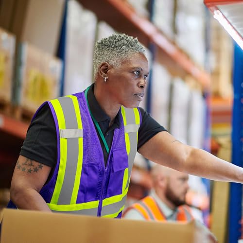 Image of KAYGO Reflective High Vis Safety Vest with Pockets for Men and Women KG0100 | Breathable Polyester Lightweight, Two-Tone, for Construction, Warehouse, Surveying, Cycling, Machine Washable