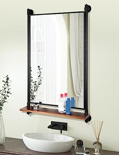 Rectangle-Bathroom-Mirror-with-Wood-ShelfIndustrial-Pipe-Frame-Vanity-MirrorWall-Mirrors-for-Living-Room-Bathroom-Bedroom346-x-236-in Rectangle Bathroom Mirror with Wood ShelfIndustrial Pipe Frame Vanity MirrorWall Mirrors for Living Room Bathroom Bedroom346 x 236 in
