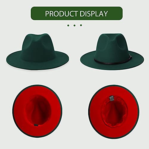 Image of jingsha Fedora Hats for Men & Women Wide Brim Fedora Felt Panama Hat Men's Dress Hats with Belt Buckle