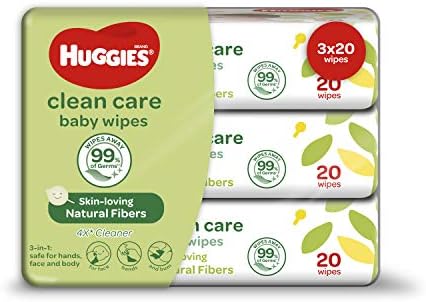 Huggies Clean Care Baby Wipes, 20ct (Pack of 3)